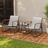 3 Piece Outdoor Rocking Bistro Set with Anti-Slip Strips, All-Weather Textilene Patio Set with Table for Lawn, Garden, Balcony, Poolside - Gray