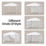 Aiho Easy up Canopy 10x10 with Removable Sidewalls, All-Weather Portable Popup Shade Canopy with 3 Adjustable Height, For Garden, Backyard, Beach, Camping and Party-White