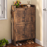 Aiho Shoe Storage Cabinet with 2 Flip Drawers, Narrow Shoe Cabinet with OPen Storage, Entryway Shoe Storage for Foyer, Hallway, Porch, Living Room, Balcony, Bedroom - Retro