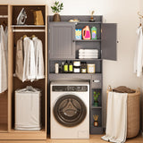 Over the Toilet Storage Cabinet, Aiho 70.3" H Bathroom Storage Cabinet with Adjustable Shelves & 2 Side Hooks, Best Gifts for Bathroom, Small Spaces, Gray