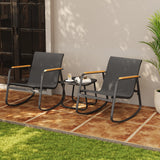 3 Piece Outdoor Rocking Bistro Set, Textilene Fabric Small Patio Furniture Set, Front Porch Rocker Chairs Conversation Set with Table for Lawn, Garden, Balcony, Poolside - Black