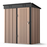 5'x 3' Metal Outdoor Storage with Lockable Door for Patio Lawn Garden - LLight Brown