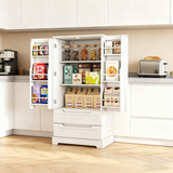 Asofer 47" Pantry Cabinet, 8-Shelf 2-Door Storage w/Drawers, White