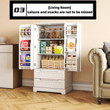 23.7 "W Pantry Cabinet with 2 Doors and 2 Drawers - White