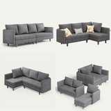 Lofka Convertible Couch and Sofa and L Shaped Sectional Sofa Bed for Living Room Dark Gray