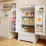 The Kitchen Pantry Storage Cabinet with Drawer and Adjustable Shelf - White