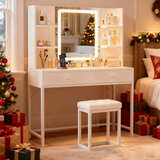 Lofka Makeup Vanity with Mirror and Lights Large Vanity Table Set White