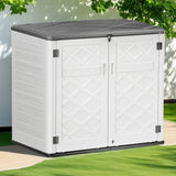 Lofka Outdoor Horizontal Storage Shed, 50 Cu. FT Outdoor Resin Shed with Reinforced Floor|Double Lockable Doors for Patios, White