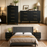 Asofer King Size 5‑Piece Bedroom Set, Bed Frame, 2 Nightstands & 2 Dressers
