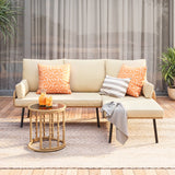 Outdoor Patio Furniture Set, Asofer Wicker Rattan L-Shaped Conversation Sectional Sofa Set with Thick Cushions & Table, Gray