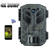 Trail Camera 30MP 4K 65ft/20m Infrared Night Vision Wildlife Hunting Camera 0.2S Trigger Speed Waterproof Game Camera