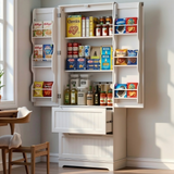 Pantry Cabinet, Lofka 63" Kitchen Pantry Storage Cabinet with Magnetic Doors and 9 Shelves, White