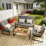 4 Pieces Patio Furniture Set with Loveseat and 2 Chairs for Garden & Outdoor - Gray