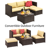 5 Pieces Patio Furniture Set,Jolifa Outdoor Sectional Furniture Set for Patio|Garden|Backyard, Beige