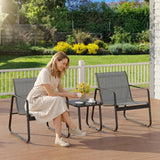 Lofka 3-Piece Patio Bistro Set, Textilene Modern Patio Furniture Set with Coffee Table & 2 Chairs, Gray