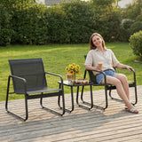 Lofka 3-Piece Patio Furniture Set with Coffee Table for Garden| Balcony| Bistro, Textilene,Black