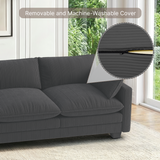 Asofer 4-Seat Modular Sectional Sofa Set , Modern Corduroy Cloud Couch for Living Room, Large Sofa with Deep Seats & Washable Cover, Dark Gray