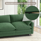 110" Sectional Cloud Couch with Extra Deep Seats, Asofer Modern Upholstered Sofa Set with Movable Ottoman For Living Room, Green