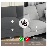 Asofer 4-Seat Modular Sectional Sofa Set , Modern Corduroy Cloud Couch for Living Room, Large Sofa with Deep Seats & Washable Cover, Dark Gray