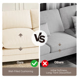 Asofer 110" Oversized Corduroy Sectional Sofa, 3‑Seater Cloud Modular Couch with Ottoman & Throw Pillows for Small Space & Apartment, Beige