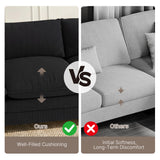110" Corduroy 3 Seater Sofa, Asofer Cloud Couch with Extra Deep Seats, Upholstered Couch for Small Space, Living Room Furniture, 2 Pillows, Black