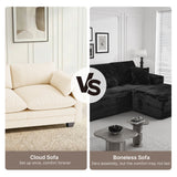Asofer 110" Oversized Corduroy Sectional Sofa, 3‑Seater Cloud Modular Couch with Ottoman & Throw Pillows for Small Space & Apartment, Beige