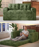 Convertible Loveseat Sofa Bed, Asofer Foldable Floor Sofa Couch , Boneless Couch Folding Recliner Sleeper Chair,No Assembly Required,Green