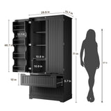 Pantry Cabinet, Asofer 71" Pantry Storage Cabinet with 2 Doors , 11 Shelves & 2 Drawers for Kitchen Dining Room, Black