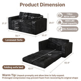 Convertible Loveseat Sofa Bed, Asofer Foldable Floor Sofa Couch , Boneless Couch Folding Recliner Sleeper Chair,No Assembly Required,Black