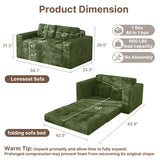 Convertible Loveseat Sofa Bed, Asofer Foldable Floor Sofa Couch , Boneless Couch Folding Recliner Sleeper Chair,No Assembly Required,Green