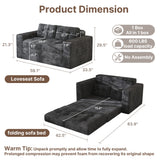 Convertible Loveseat Sofa Bed, Asofer Foldable Floor Sofa Couch , Boneless Couch Folding Recliner Sleeper Chair,No Assembly Required, Dark Gray