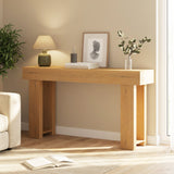 Asofer 63" Console Table, Narrow Entryway Table Wooden Top for Living Room, Foyer, Nutural
