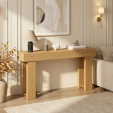 Asofer 63" Console Table, Narrow Entryway Table Wooden Top for Living Room, Foyer, Nutural
