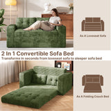 Convertible Loveseat Sofa Bed, Asofer Foldable Floor Sofa Couch , Boneless Couch Folding Recliner Sleeper Chair,No Assembly Required,Green