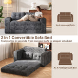 Convertible Loveseat Sofa Bed, Asofer Foldable Floor Sofa Couch , Boneless Couch Folding Recliner Sleeper Chair,No Assembly Required, Dark Gray