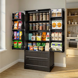 Pantry Storage Cabinet with 2 Drawers，Asofer 71" Kitchen Small Food Pantry Cabinet for Dining Room, Black