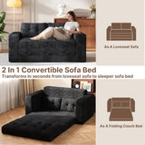 Convertible Loveseat Sofa Bed, Asofer Foldable Floor Sofa Couch , Boneless Couch Folding Recliner Sleeper Chair,No Assembly Required,Black
