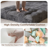 Convertible Loveseat Sofa Bed, Asofer Foldable Floor Sofa Couch , Boneless Couch Folding Recliner Sleeper Chair,No Assembly Required, Dark Gray