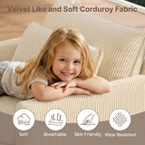 Asofer 4-Seat Modular Sectional Sofa Set , Modern Corduroy Cloud Couch for Living Room, Large Sofa with Deep Seats & Washable Cover, Beige