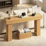 Asofer 63" Console Table, Narrow Entryway Table Wooden Top for Living Room, Foyer, Nutural