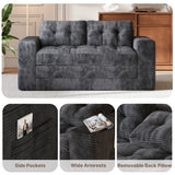 Convertible Loveseat Sofa Bed, Asofer Foldable Floor Sofa Couch , Boneless Couch Folding Recliner Sleeper Chair,No Assembly Required, Dark Gray