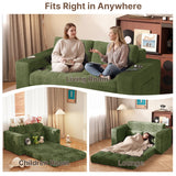Convertible Loveseat Sofa Bed, Asofer Foldable Floor Sofa Couch , Boneless Couch Folding Recliner Sleeper Chair,No Assembly Required,Green