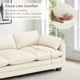Asofer 4-Seat Modular Sectional Sofa Set , Modern Corduroy Cloud Couch for Living Room, Large Sofa with Deep Seats & Washable Cover, Dark Gray