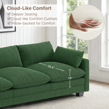 110" Sectional Cloud Couch with Extra Deep Seats, Asofer Modern Upholstered Sofa Set with Movable Ottoman For Living Room, Green