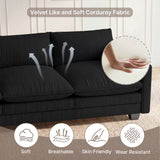 Asofer Modular Sectional Sofa Set, Modern Corduroy Cloud Couch for Living Room, 5-Seat Large Sofa with Deep Seats & Washable Cover, Black