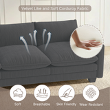 Asofer 4-Seat Modular Sectional Sofa Set , Modern Corduroy Cloud Couch for Living Room, Large Sofa with Deep Seats & Washable Cover, Dark Gray