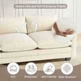 Asofer 4-Seat Modular Sectional Sofa Set , Modern Corduroy Cloud Couch for Living Room, Large Sofa with Deep Seats & Washable Cover, Dark Gray