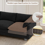 110" Corduroy 3 Seater Sofa, Asofer Cloud Couch with Extra Deep Seats, Upholstered Couch for Small Space, Living Room Furniture, 2 Pillows, Black