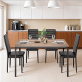 Asofer Dining Table Set for 4, Wood Dining Table with 4 PU Leather Chair for Home and Kitchen, Black
