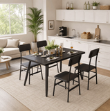 Asofer 5-Piece Dining Set for 4, Modern Solid Wood Kitchen Table and 4 Upholstered Chairs, Small Space Dinette Set for Apartment